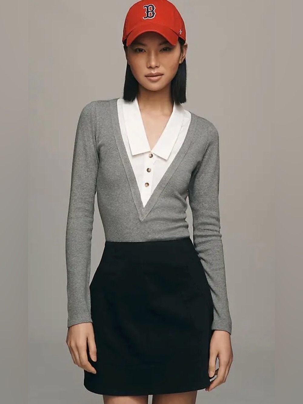 Anthropologie Pilcro Collared Bodysuit Preppy Schoolgirl NWT S Academia Casual